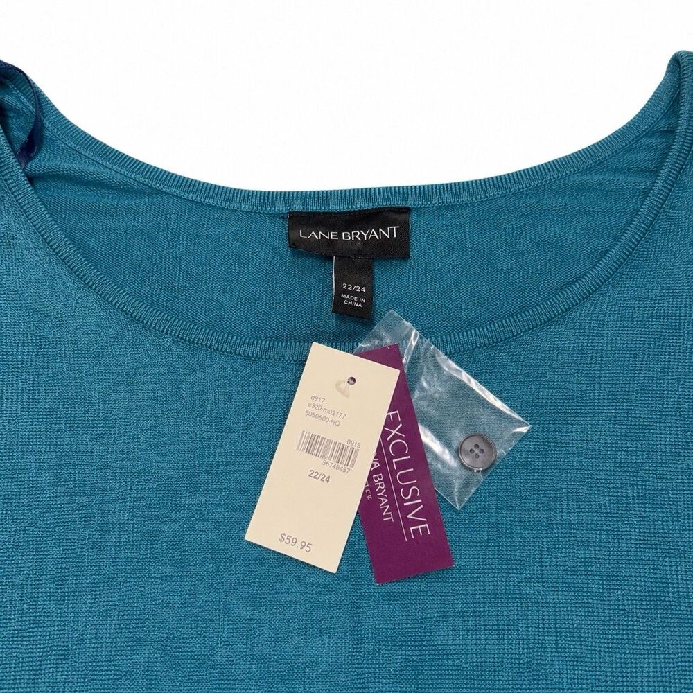 Lane Bryant 22/24 Teal Dolman Knit Sweater Top NWT Button Shoulder Plus - Picture 4 of 6